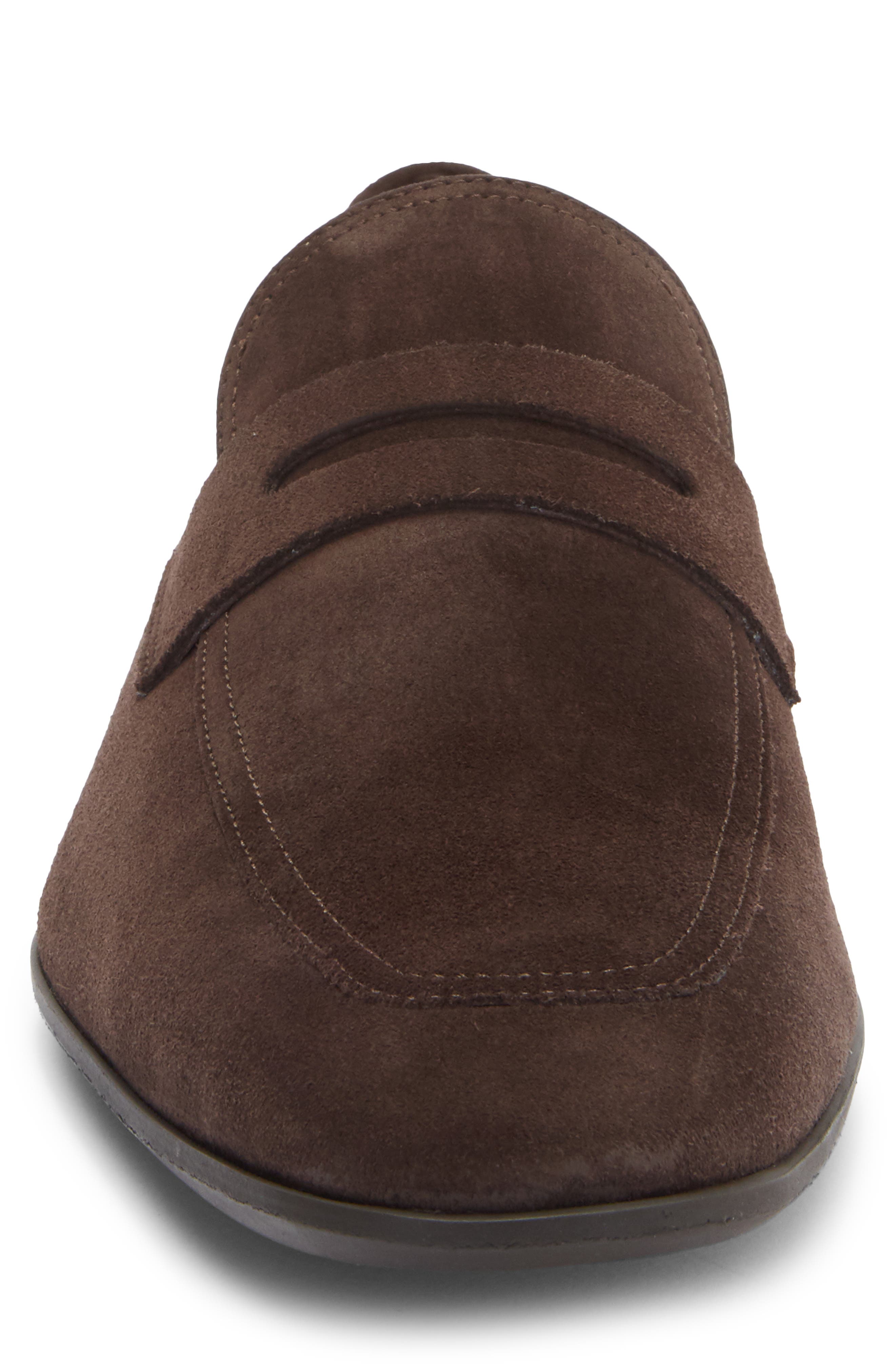 Vince Leather Penny Loafer, Alternate, color, BROWN SUEDE