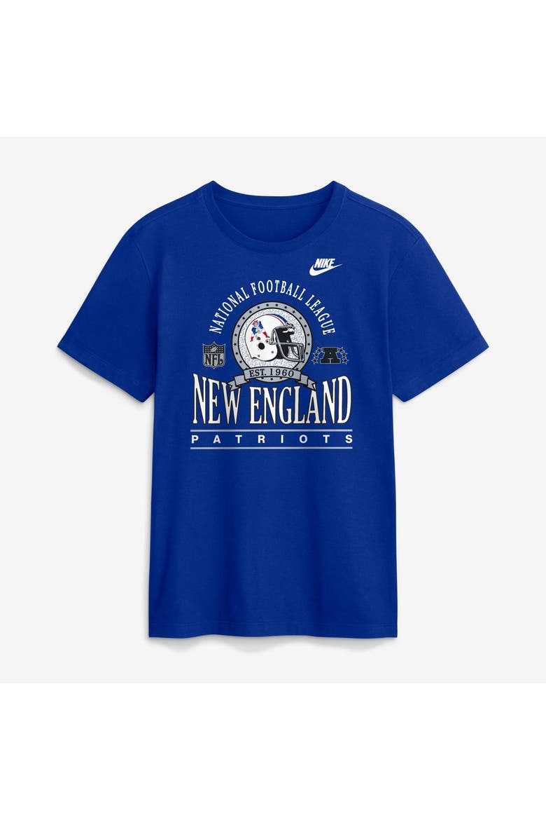 Men's Nike Royal New England Patriots Rewind Team Spirit Essential Cotton T-Shirt, Alternate, color, Royal