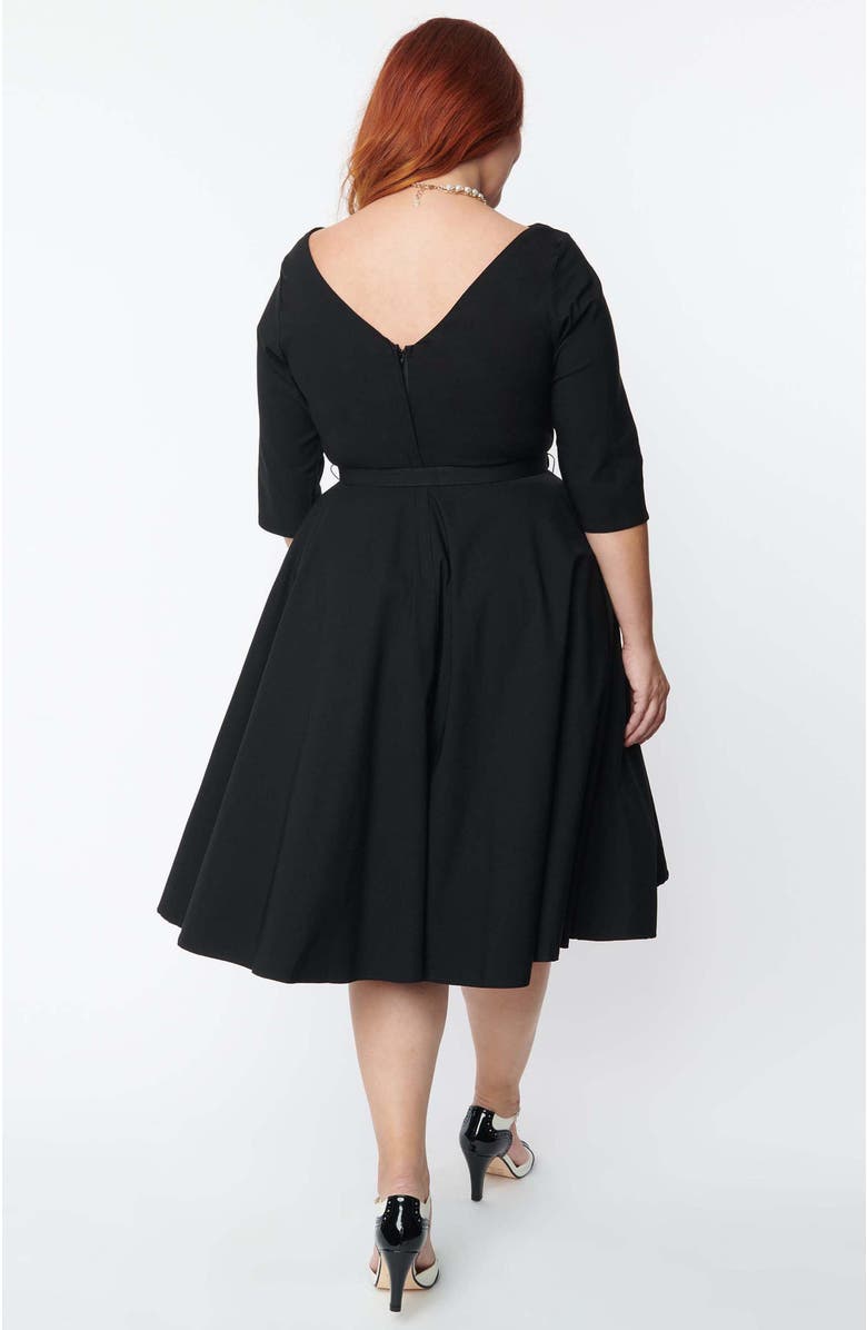 Unique Vintage Plus Size Devon Swing Dress, Alternate, color, Black