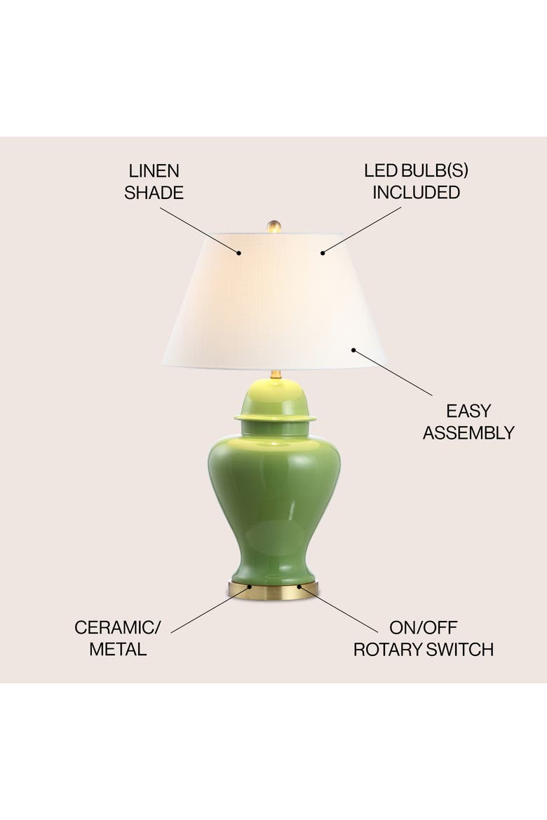 Sagwa 33" Ceramic/Iron Modern Classic LED Table Lamp, Alternate, color, Green
