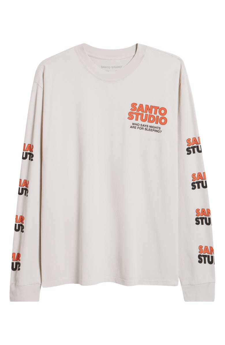 SANTO STUDIO Finish Line Long Sleeve Graphic T-Shirt, Alternate, color, Cream