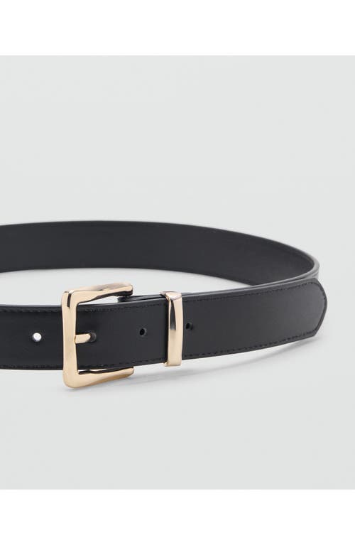 Mango Stitched Square Buckle Belt In Black