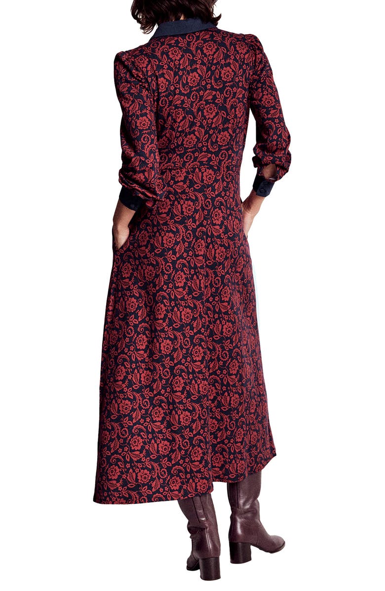 Boden Floral Empire Waist Cotton & Modal Shirtdress, Alternate, color, Red Ornate Flora
