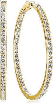 Crislu Inside Out Cubic Zirconia Hoop Earrings