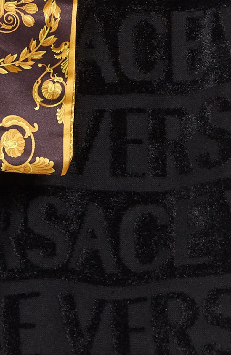 Versace Kids' Barocco Logo Hooded Bath Robe, Alternate, color, 