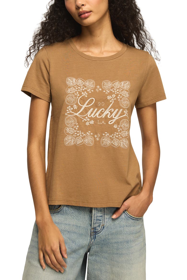 Floral Frame Graphic T-Shirt, Main, color, BROWN