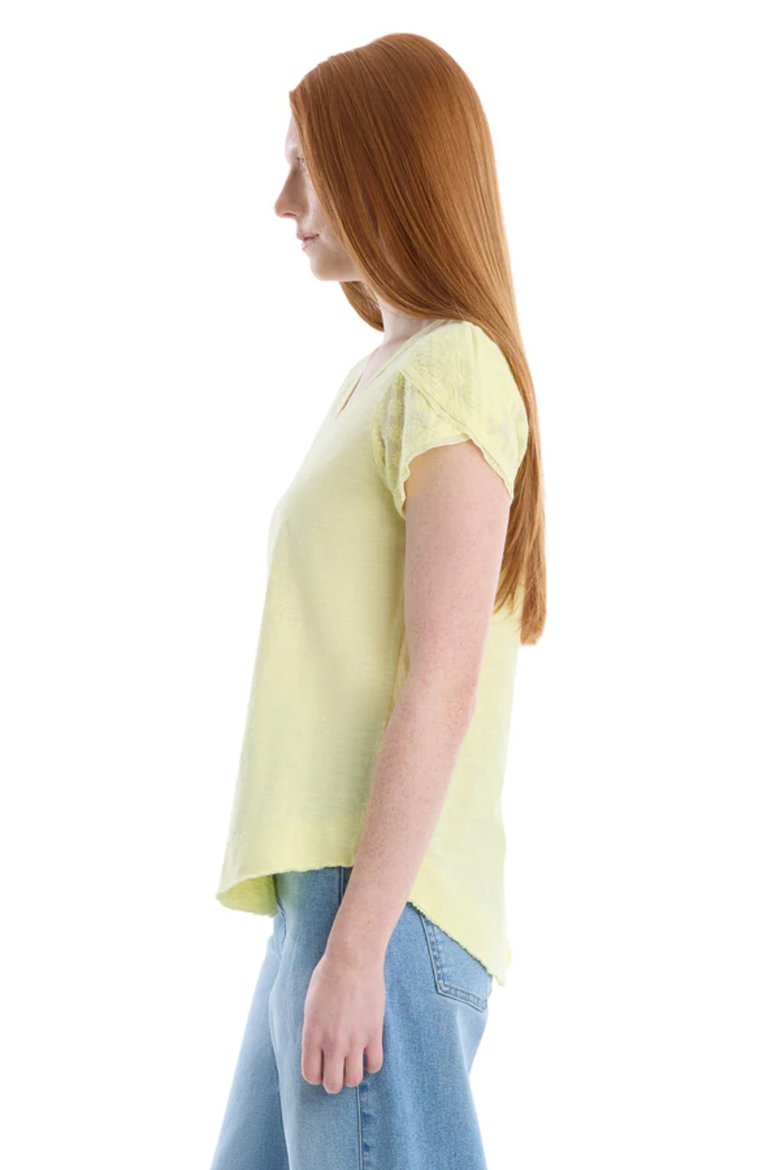 Eyelet Cap Sleeve Tee, Alternate, color, Wax Yellow