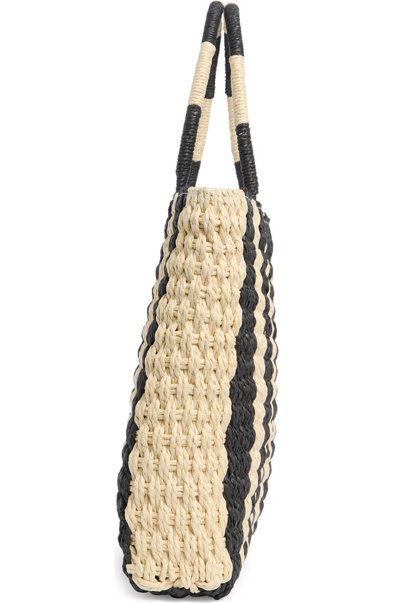 ALESSIA BIANCHI East/West Straw Tote Bag, Alternate, color, Natural/ Black