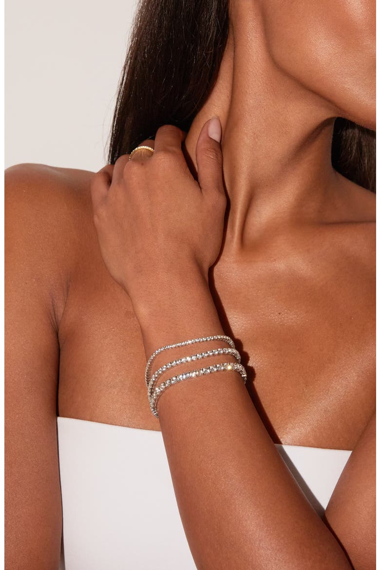 Lab Grown 6ct White Sapphire Tennis Bracelet, Alternate, color, White Gold Vermeil