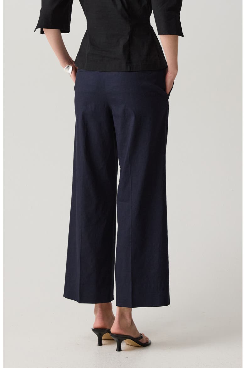 Classic Straight Leg Linen Blend Pants, Alternate, color, BLACK