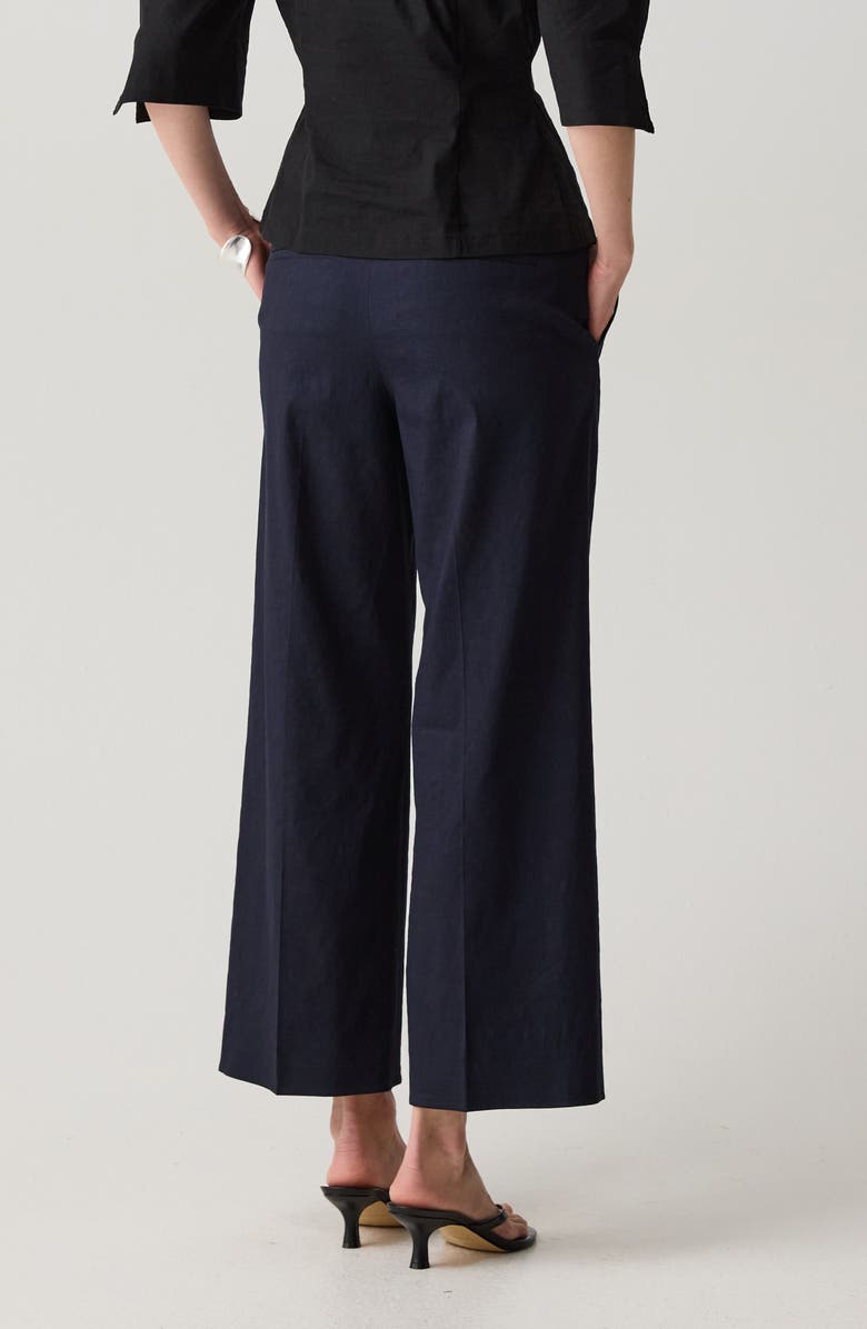 Theory Classic Straight Leg Good Linen Pants, Alternate, color, Black