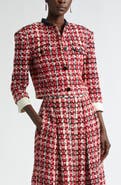 ST. JOHN Plaid Eyelash Tweed Crop Jacket