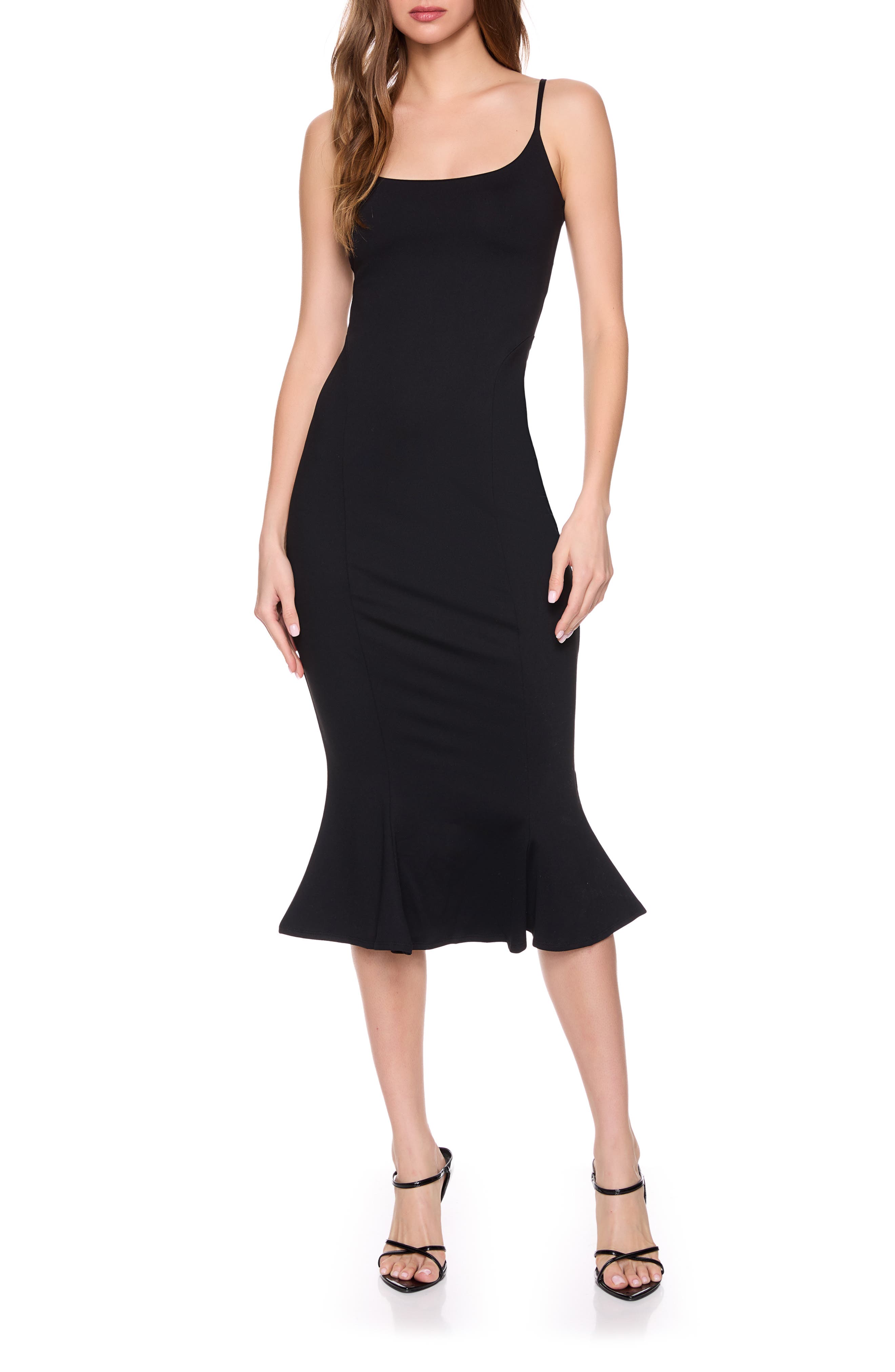 trumpet hem midi dress Samantha Lace Trumpet Bottom Midi Dress  honey