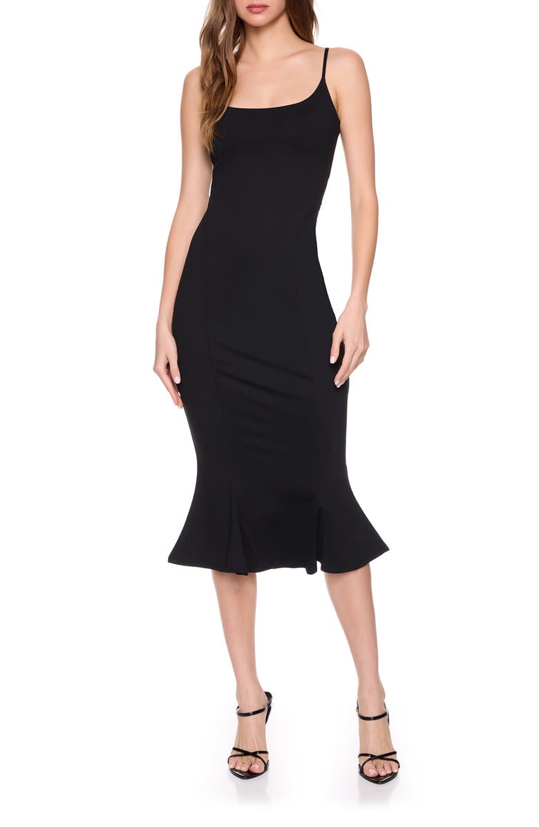 Susana Monaco Trumpet Midi Dress, Main, color, Black