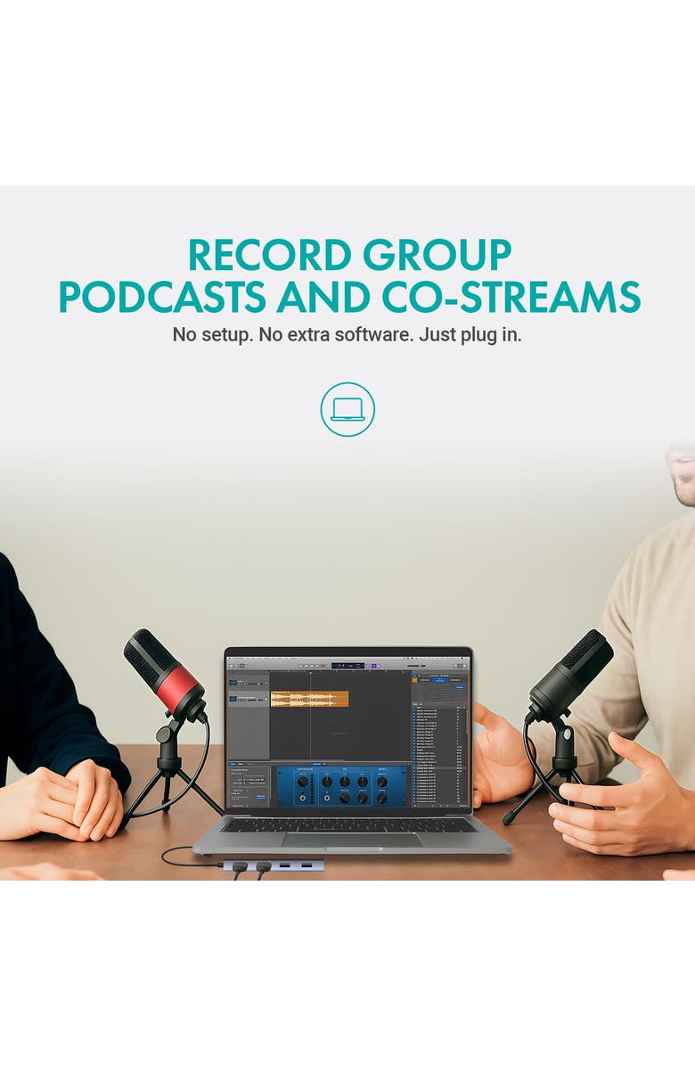 MOVO UMX-1 USB Microphone Hub - Connects 4 USB Microphones to Computers, Alternate, color, Black