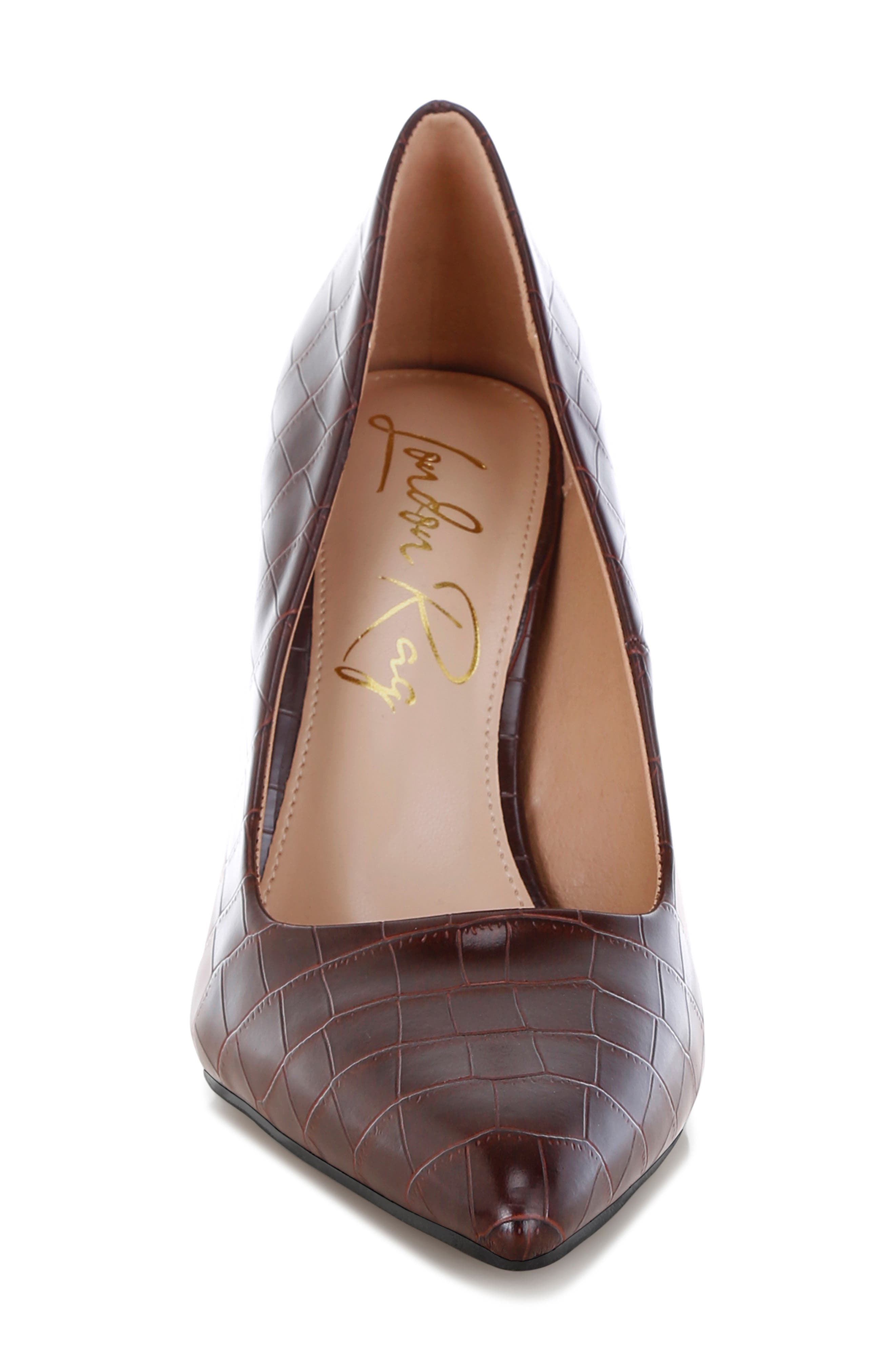 Scheba Croc Embossed Pump, Alternate, color, BROWN