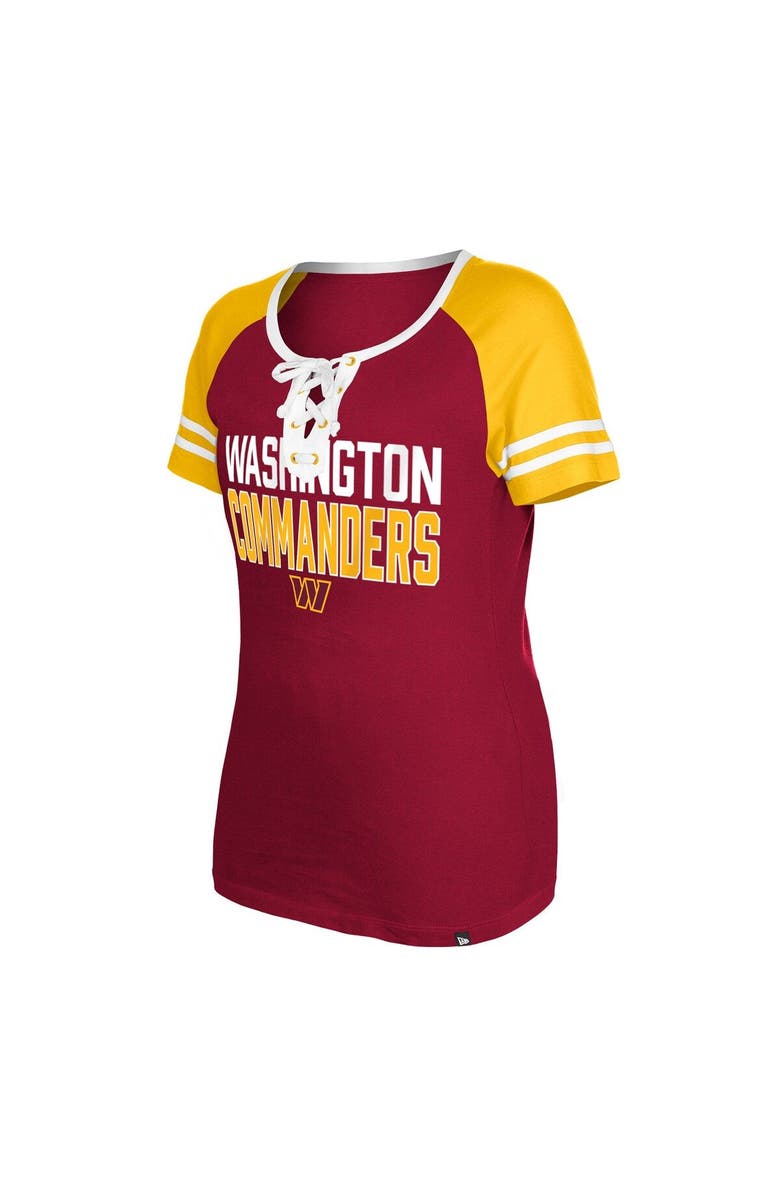 New Era Women's New Era Burgundy Washington Commanders Raglan Lace-Up T-Shirt, Alternate, color, Burgundy