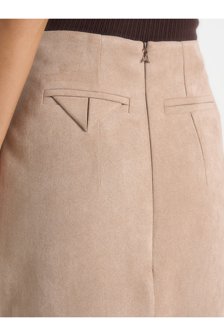 Celie Suede Maxi Skirt, Alternate, color, Taupe
