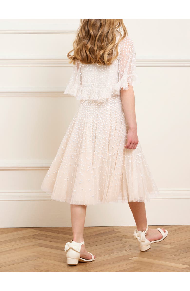 Needle & Thread Dappled Sequin Short Cape Kids Dress, Alternate, color, Cream