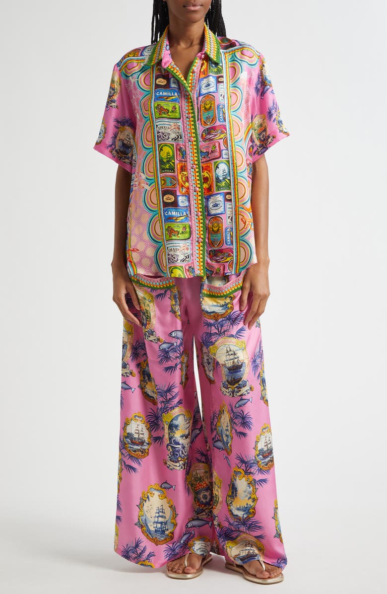 Camilla Salty Splendor Wide Leg Silk Pants, Alternate, color, Salty Splendor