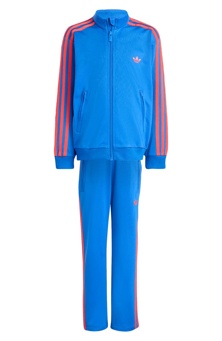 adidas Originals Kids' Firebird Recycled Polyester Track Jacket & Pants Set, Main, color, Blue/ Semi Lucid Red