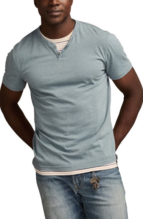 Venice Button Neck Cotton Blend T-Shirt