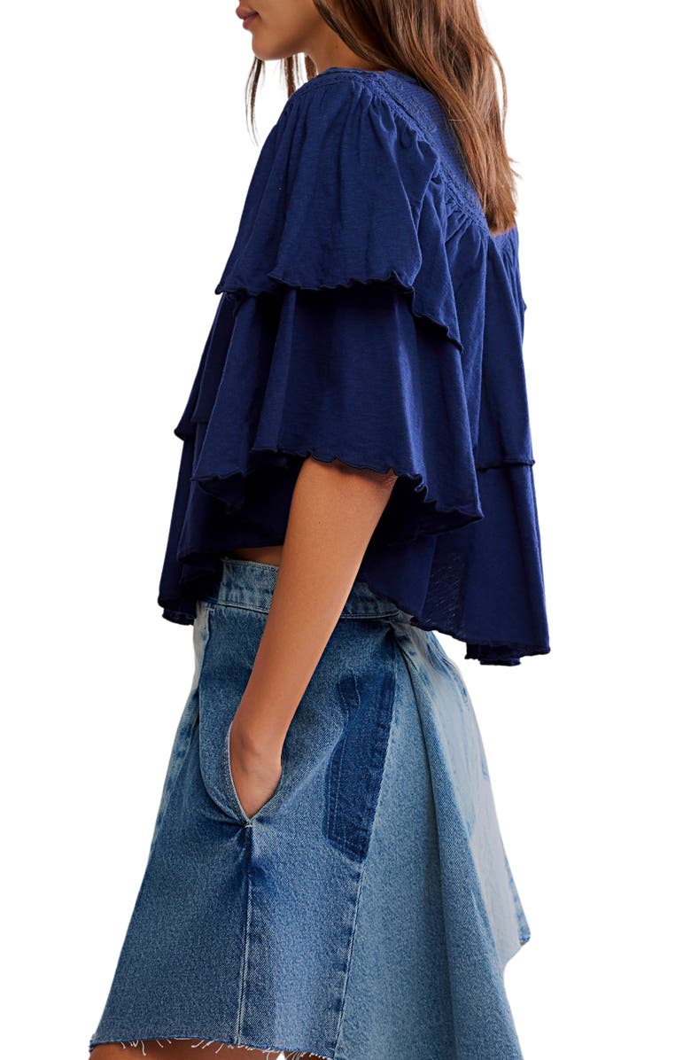 Free People Rose Party T-Shirt, Alternate, color, Peacoat