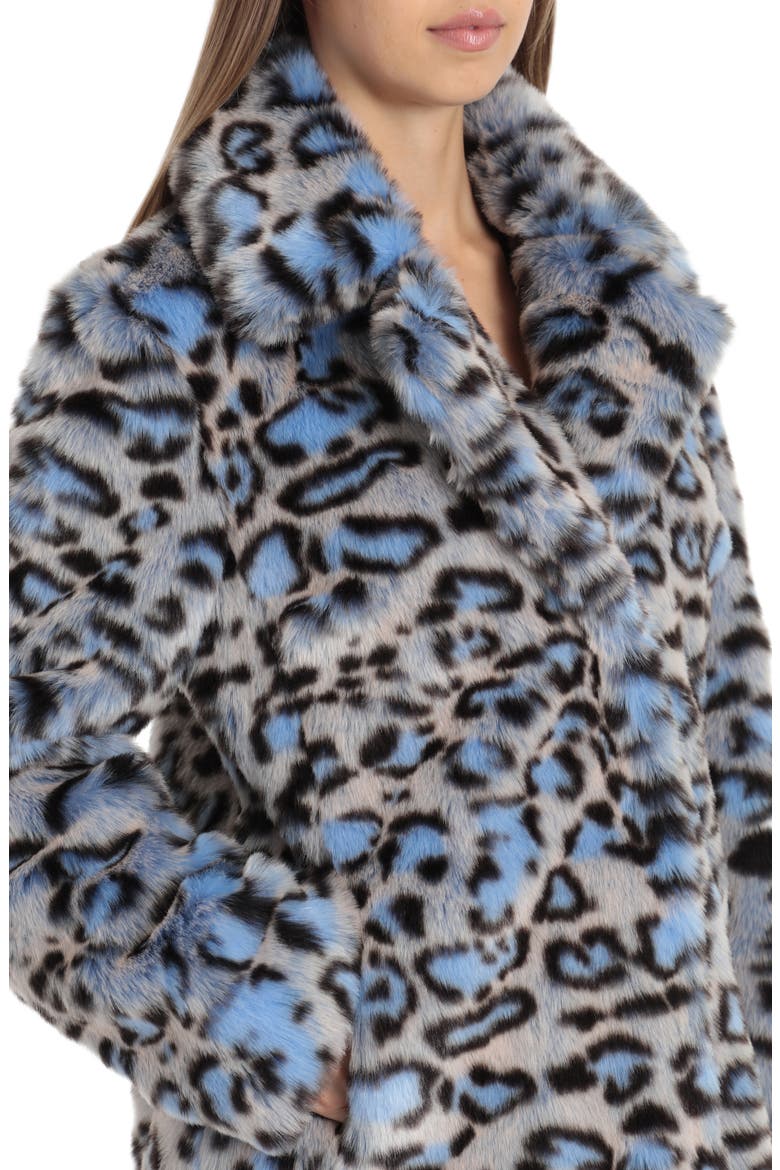 Animal Print Faux Fur Coat, Alternate, color, BLUE LEOPARD
