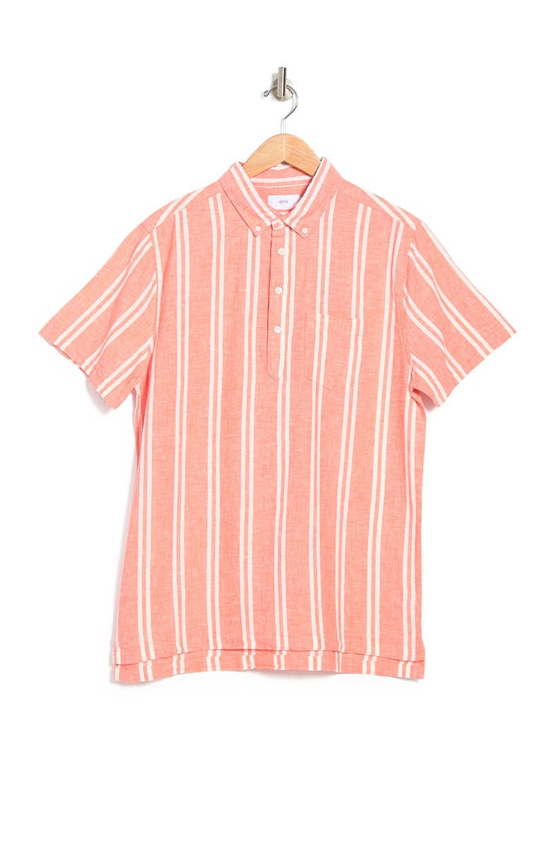 Onia Josh Linen Blend Stripe Polo, Alternate, color,
