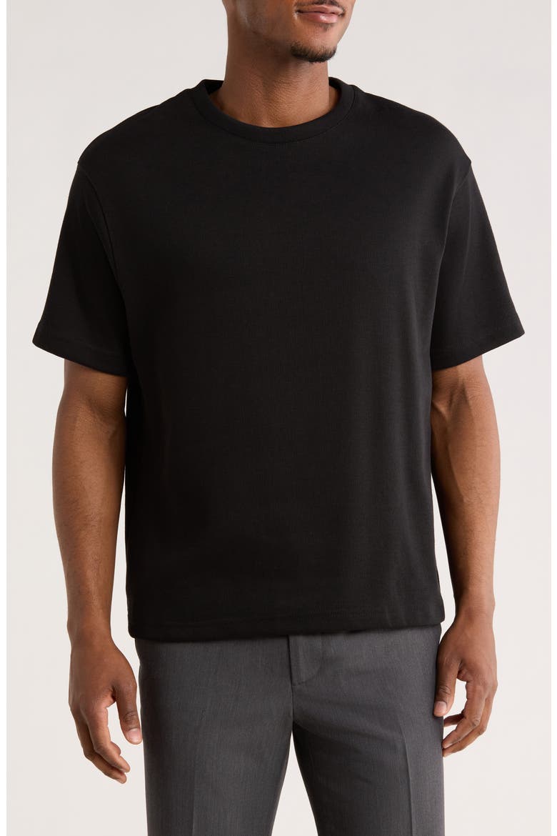 Heavyweight Knit T-Shirt, Main, color, BLACK