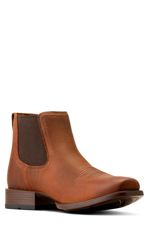 Ariat Booker Ultra Square Toe Western Chelsea Boot In Rough Tan