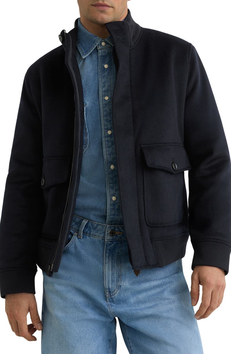 Reiss Hadley Wool Blend Jacket, Main, color, Navy