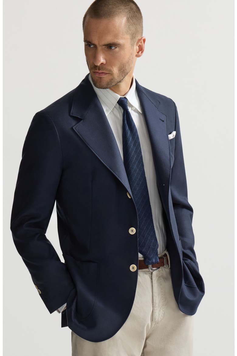 Cashmere Batavia deconstructed blazer with patch pockets, Alternate, color, Blue