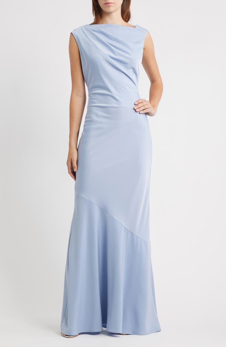 Lulus Vida Pleated Bodice Cocktail Maxi Dress, Main, color, Periwinkle