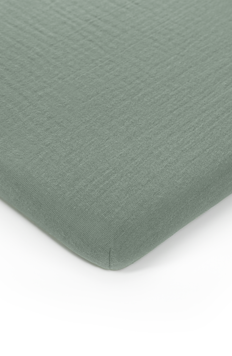 Comfy Cubs Muslin Fitted Bassinet Crib Sheet, Main, color, Fern