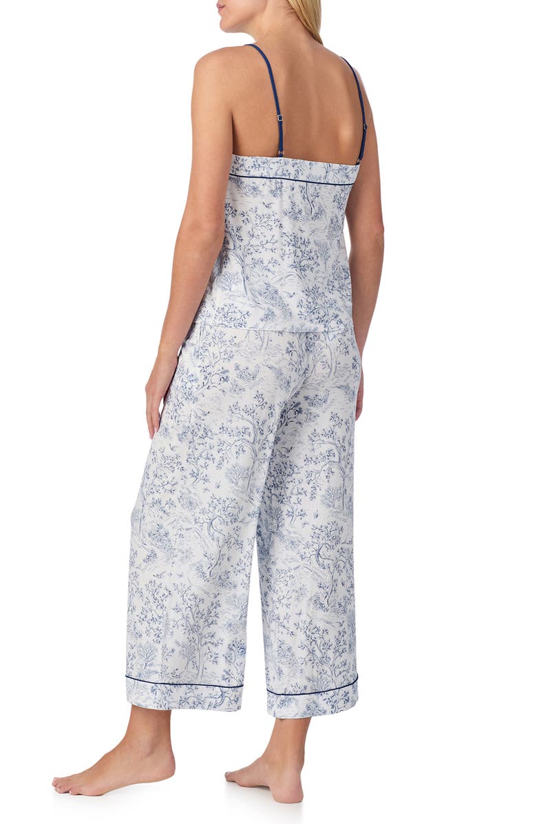 Kate Spade New York print crop pajamas, Alternate, color, White/ Green Print