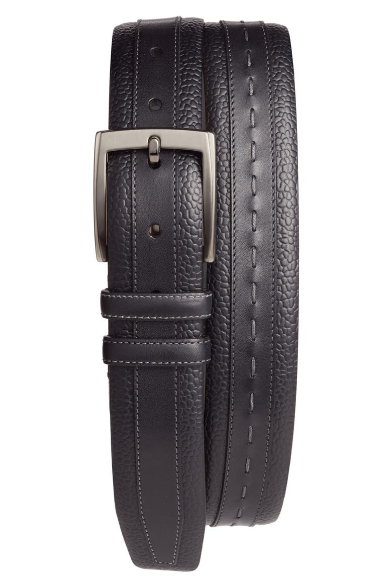 Leather Belt, Main, color, BLACK