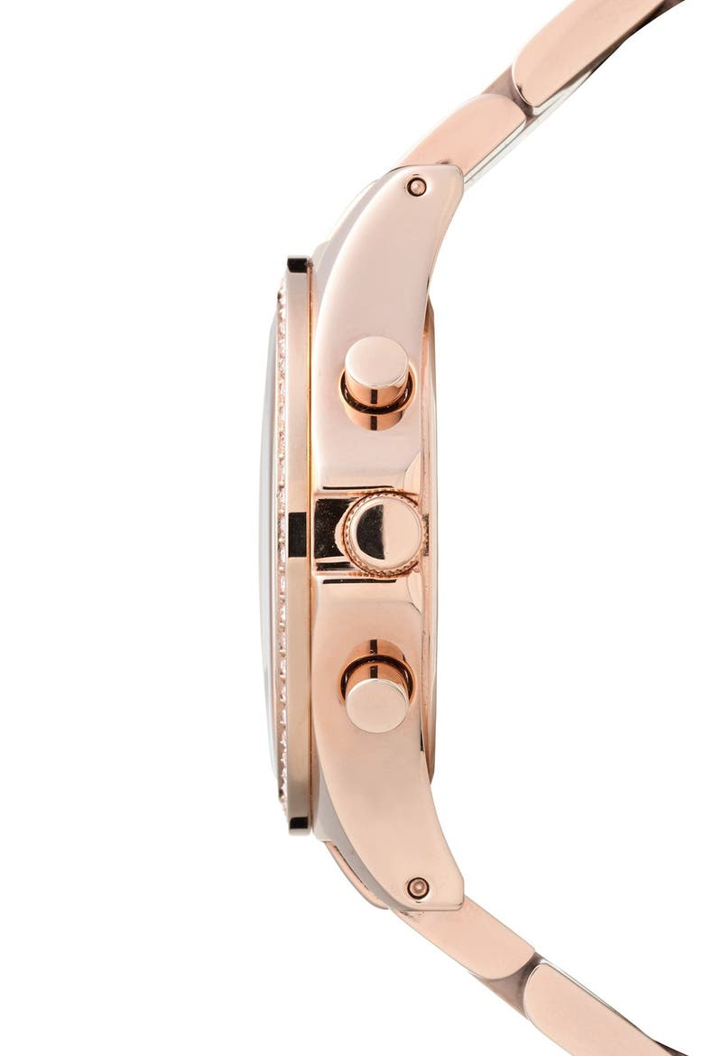 'Henry' Chronograph & Crystal Topring Watch, 40mm, Alternate, color, ROSE GOLD