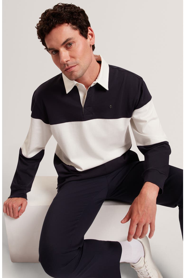 Traviss Long Sleeve Cotton Rugby Shirt, Alternate, color, NAVY