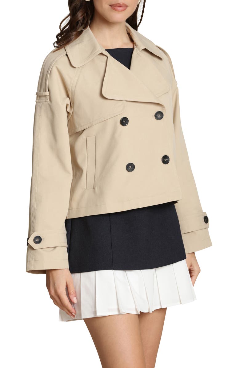 Avec Les Filles Double Breasted Crop Trench Coat, Alternate, color, 