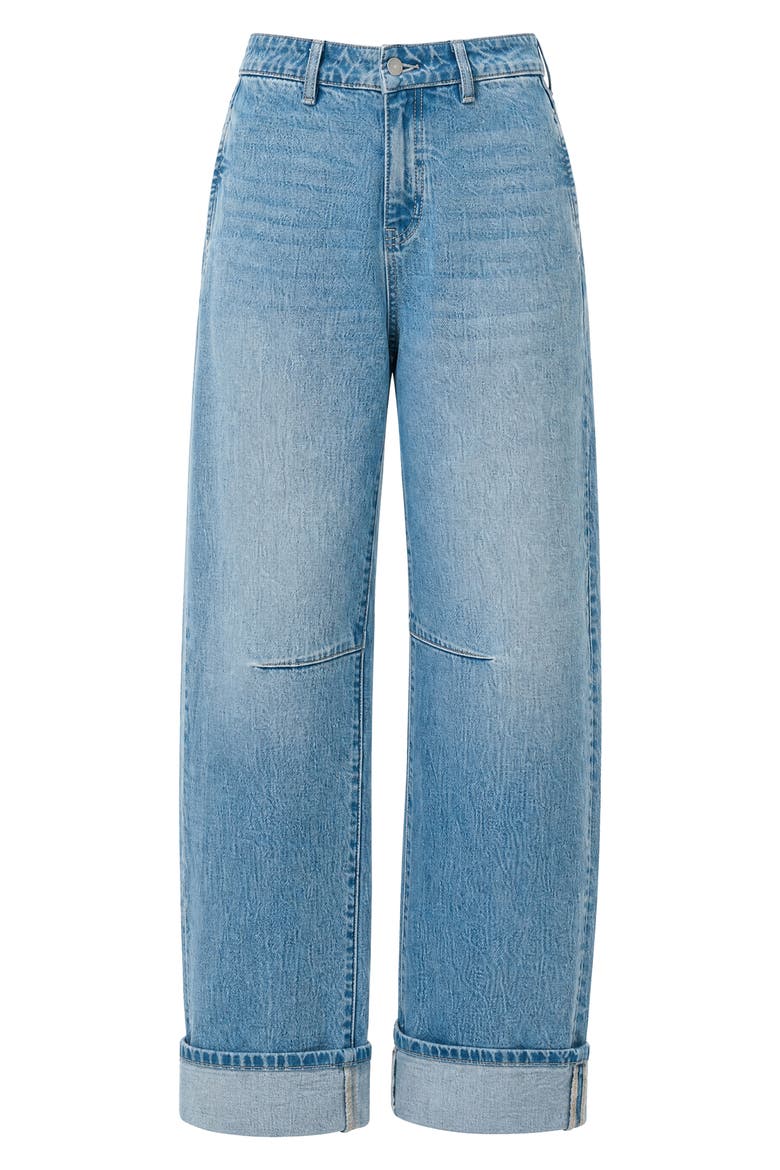 High Waist Cuffed Barrel Jeans, Alternate, color, PALLIDUS
