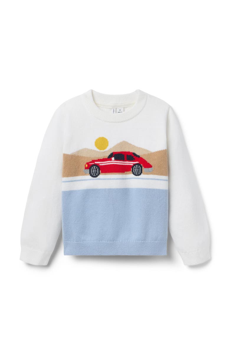 Janie and Jack The Race Car Sweater, Main, color, Ivory