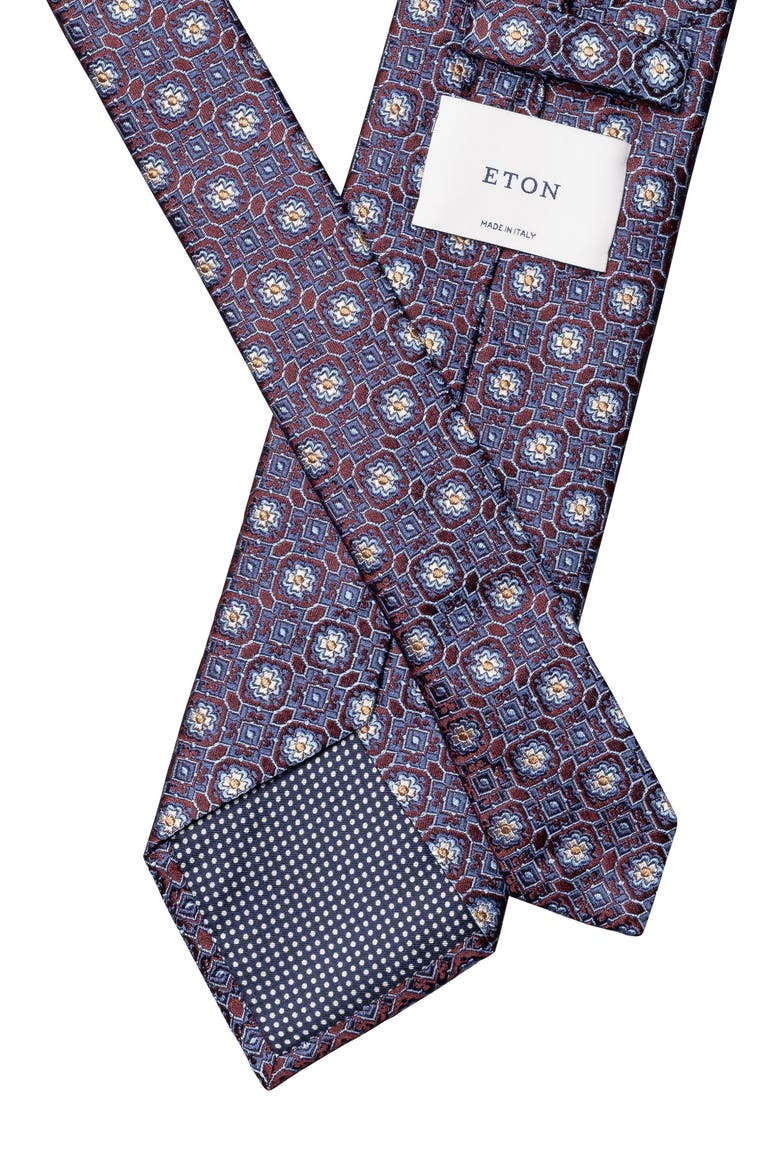 Floral Medallion Silk Jacquard Tie, Alternate, color, MEDIUM RED