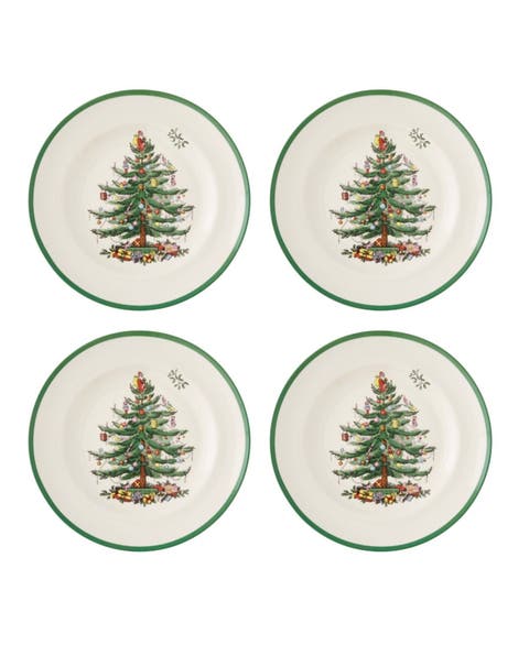 Christmas Tree 10.5" Dinner Plates, Set of 4