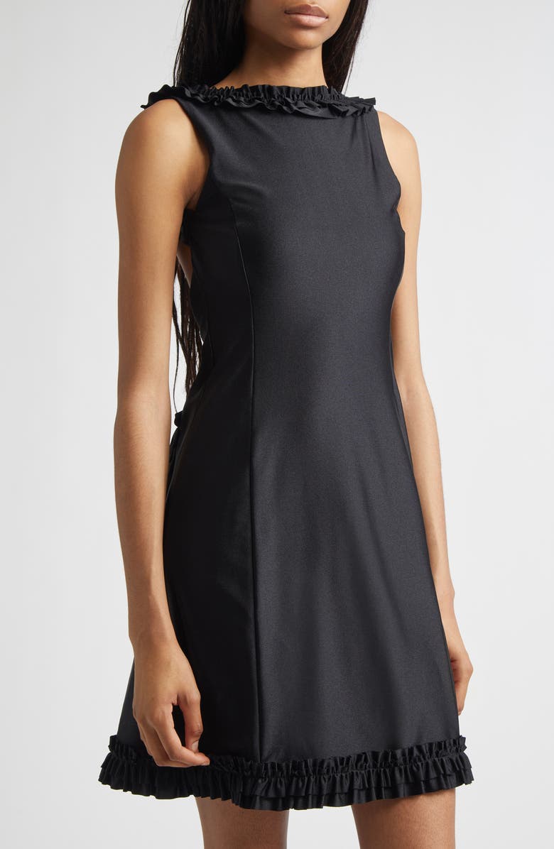 Sandy Liang Prim Open Back Minidress, Alternate, color, Black