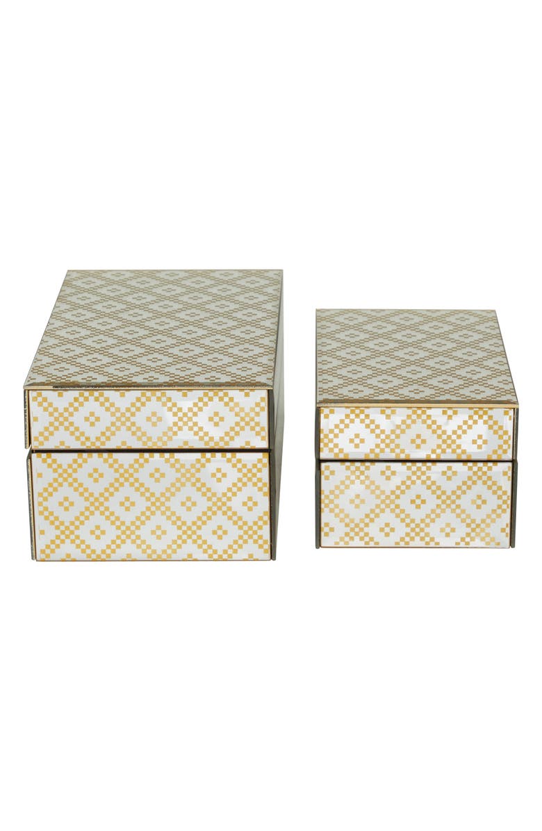 VIVIAN LUNE HOME Gold Glass Geometric Box with Glass Sides - Set of 2, Alternate, color,