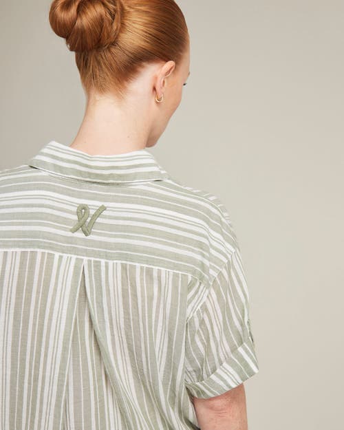 Nudea The Short Sleeve Shirt In Sage Stripe