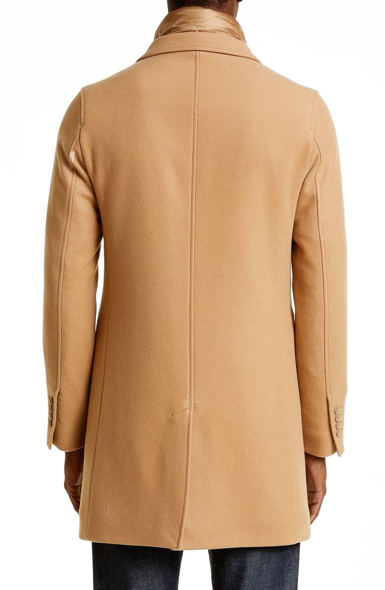 Herno Diagonal Weave Wool Overcoat with Removable Bib, Alternate, color,