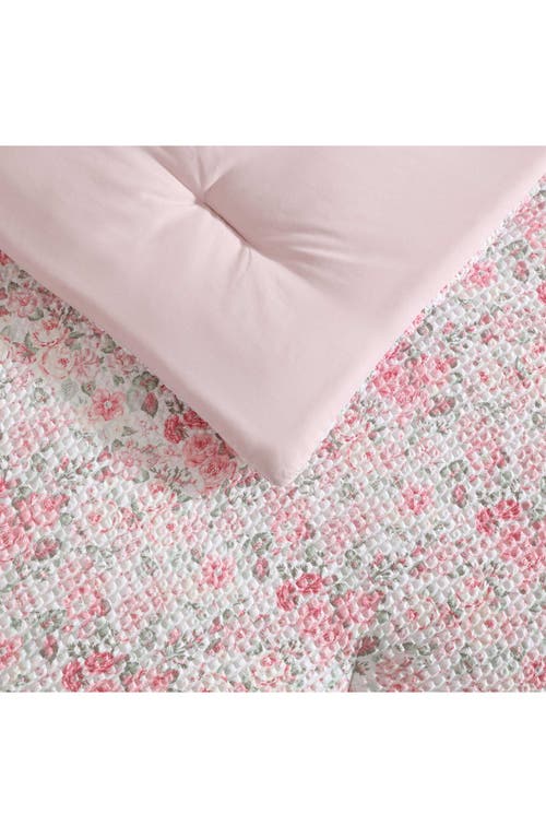 Laura Ashley Floral Quartet Bonus Comforter & Sheet Set In Pink/green