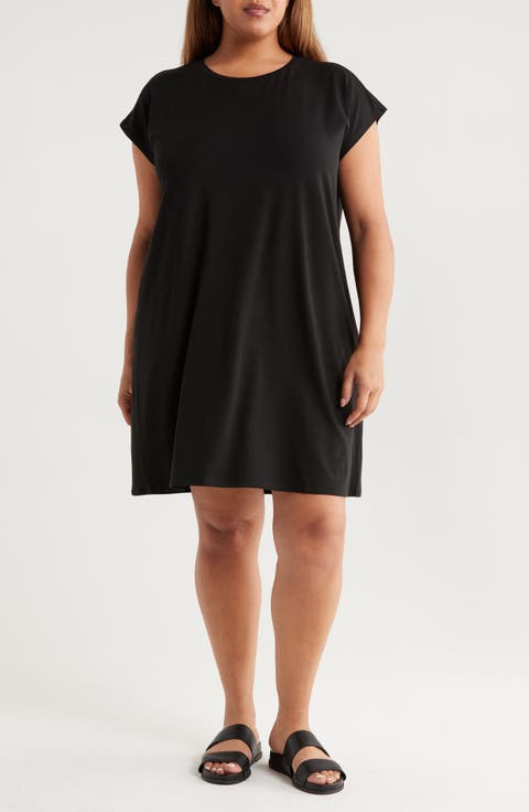 Boxy Crewneck Jersey Dress (Plus)